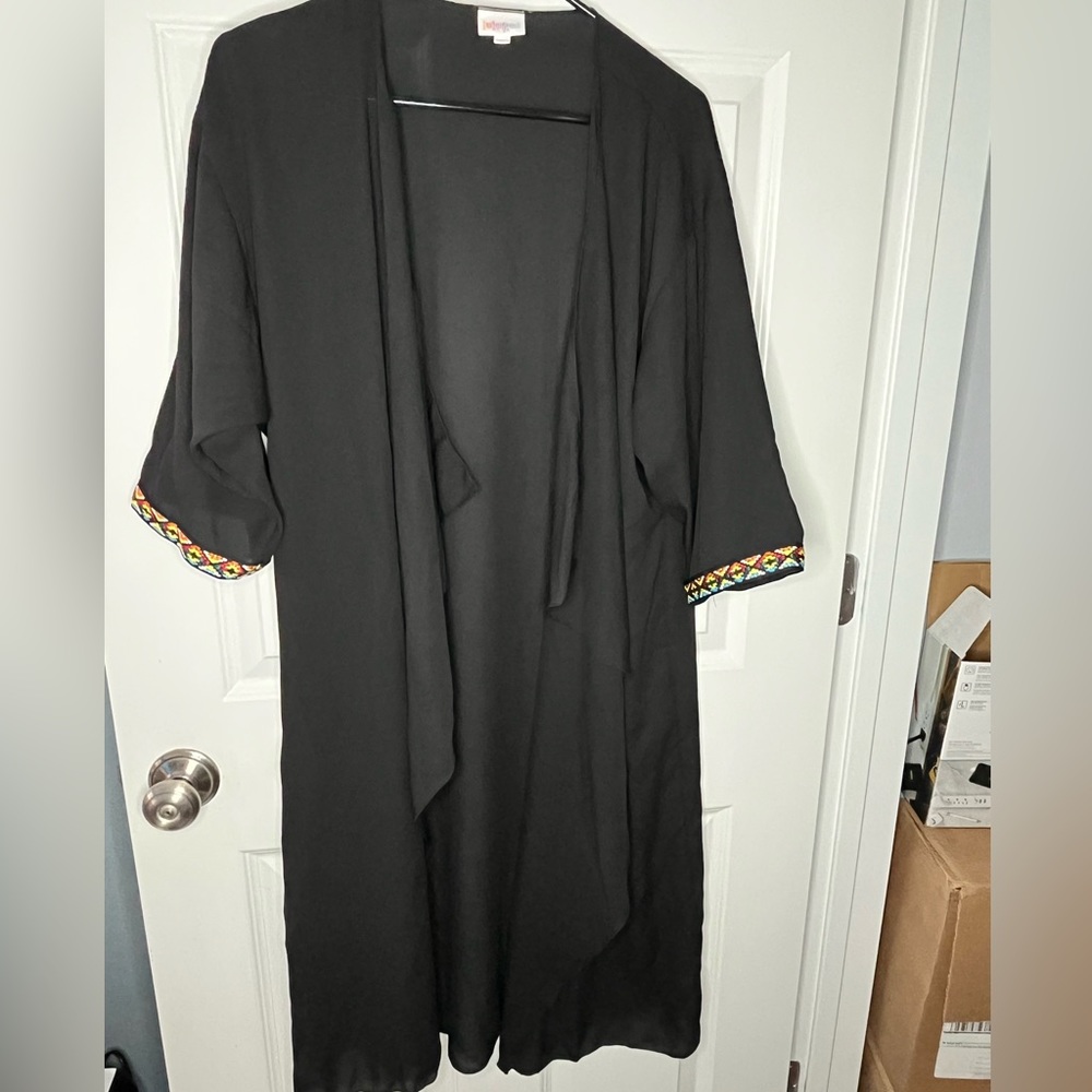 LulaRoe Kimono Black with Aztec Trim